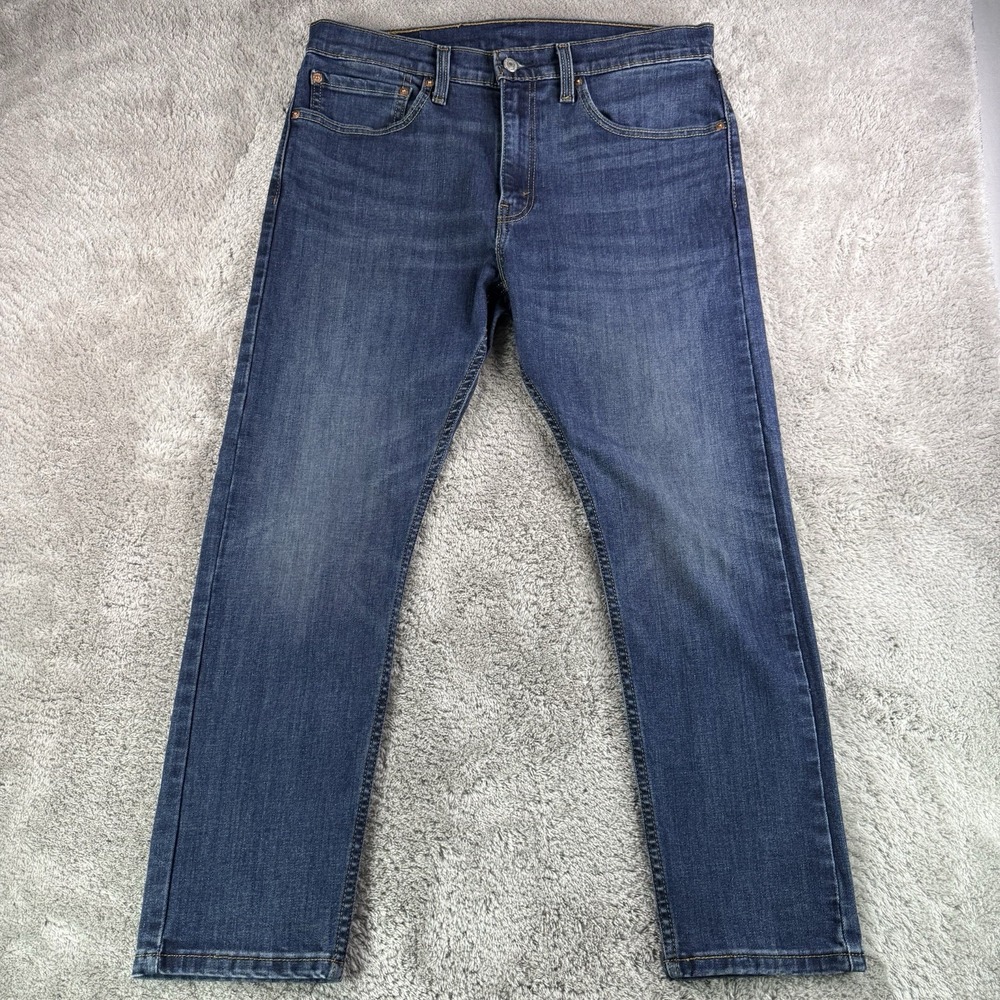 Levi’s 512 Jeans Mens 34x29 Slim Taper Whiskered Dark Wash Blue Stretch Denim